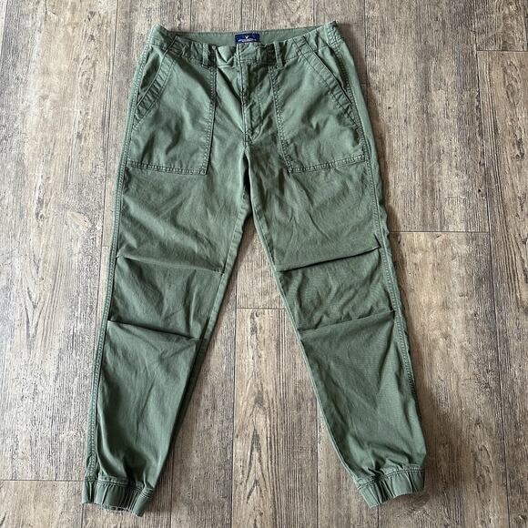 American Eagle Outfitters Pants - American Eagle Sz 6 Green Stretch Mid Rise Joggers Chino Twill Ankle Pants 31x26